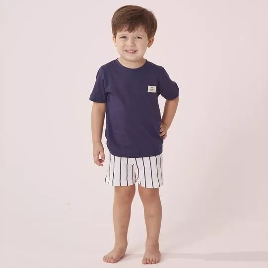 Pijama Listrado- Azul Marinho & Branco