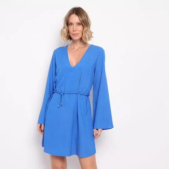 Vestido Curto Texturizado- Azul Claro- ZINCO