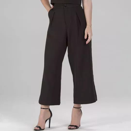Calça Pantacourt Lisa- Preta- Traymon