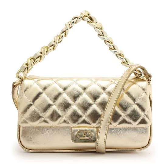 Bolsa De Ombro Metalizada- Dourada- Anacapri