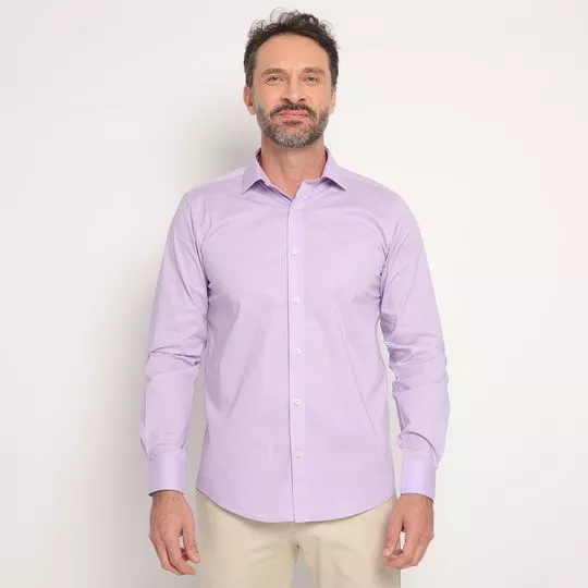 Camisa Classic Fit Com Recortes- Lilás- HSTL