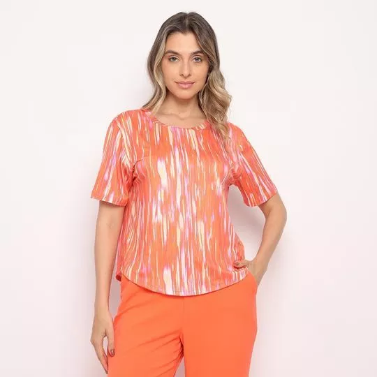Camiseta Abstrata- Laranja & Rosa- ZINCO