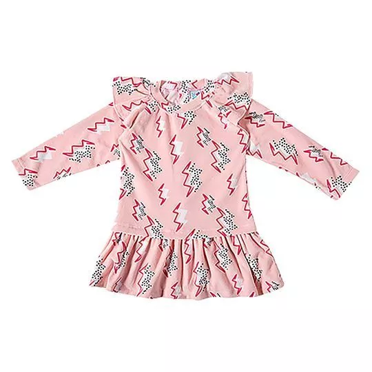 Vestido Com Babados-  Rosa Claro & Rosa- Tip Top