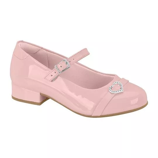 Sapato Boneca Coração- Rosa Claro