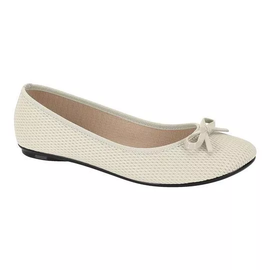 Sapatilha Texturizada Com Laço- Branco- Moleca
