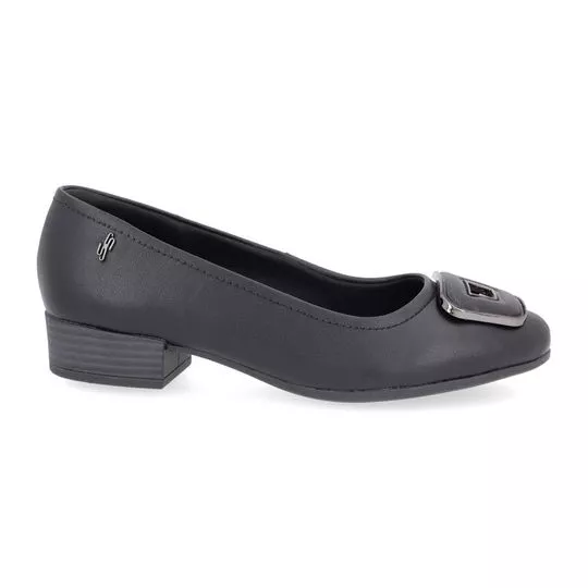 Sapato Em Couro- Preto- Salto: 3cm