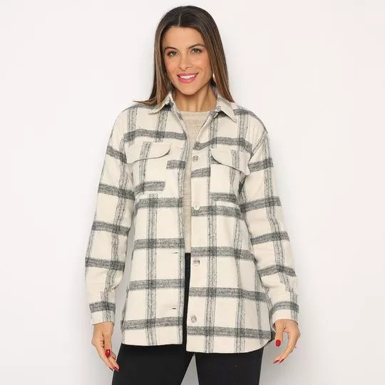 Camisa Xadrez- Off White & Preta