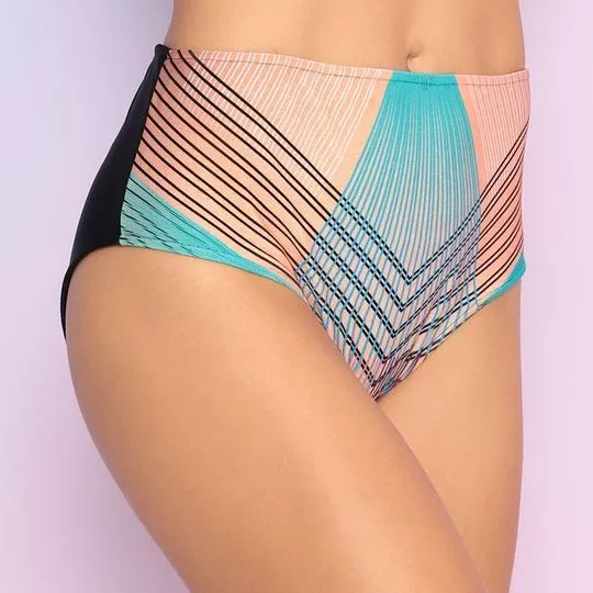 Hot Pant Geométrica- Laranja Claro & Preta- Hope