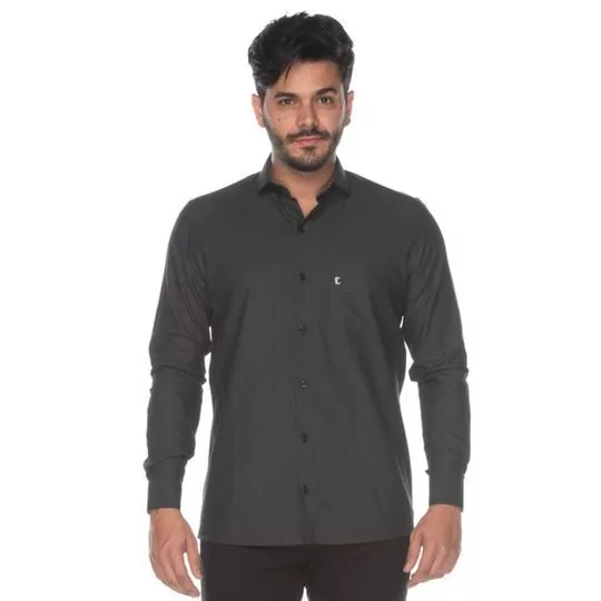 Camisa Com Bolso- Preta- Teodoro Camisaria