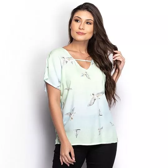 Blusa Gaivotas- Verde Claro- Teodoro Camisaria