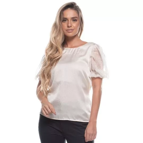 Blusa Com Recortes- Branca- Teodoro Camisaria