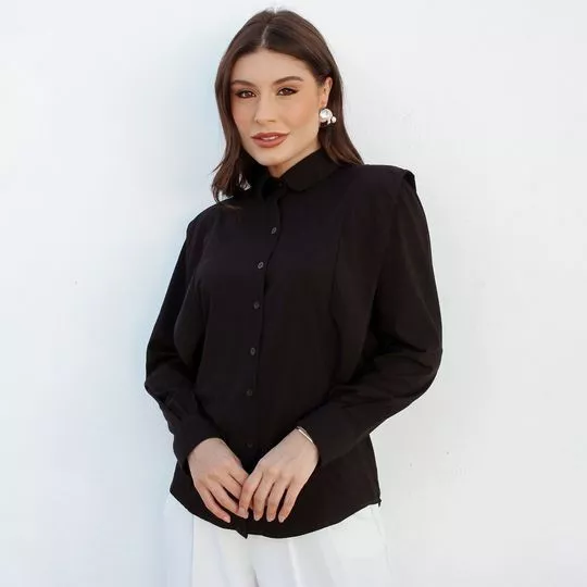 Camisa Lisa- Preta- Teodoro Camisaria