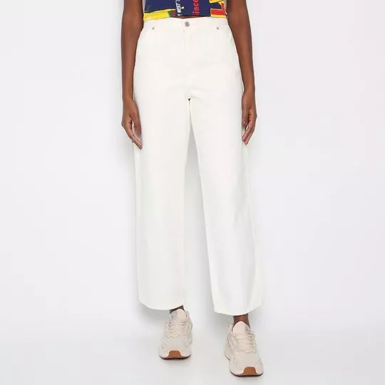 Cal?a Wide Leg Com Recortes- Branca