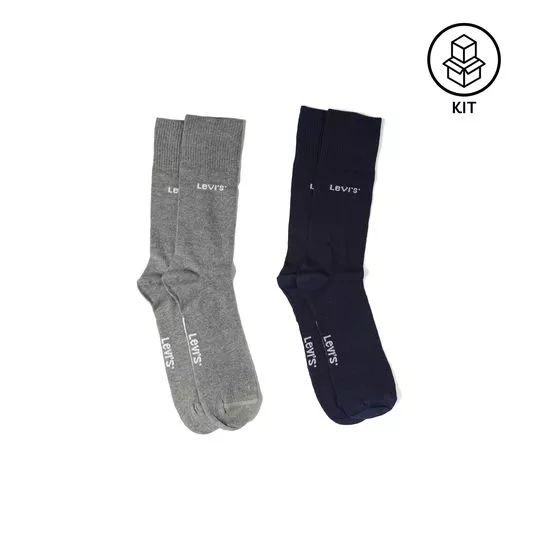 Kit De Pares De Meias Levi’s- Azul Marinho & Cinza