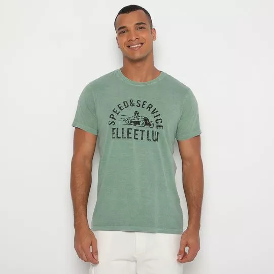 Camiseta Com Inscrições- Verde Claro