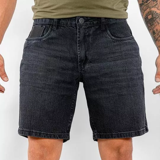 Bermuda Jeans Estonada- Azul Escuro