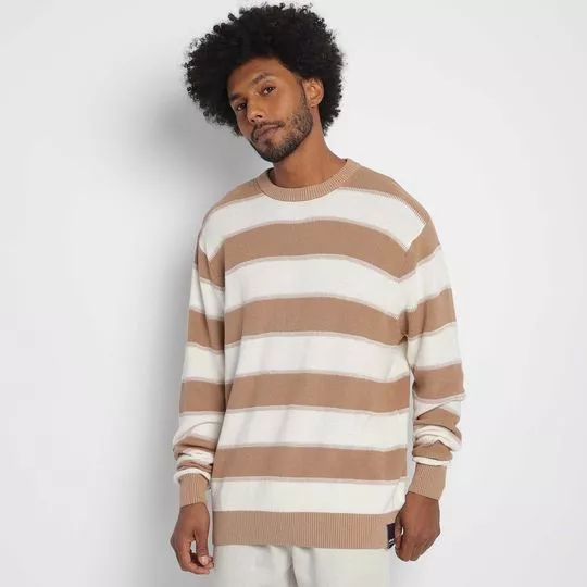 Suéter Listrado- Bege & Off White
