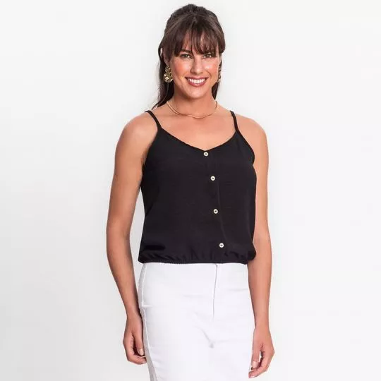 Blusa Com Botões- Preta- Rovitex