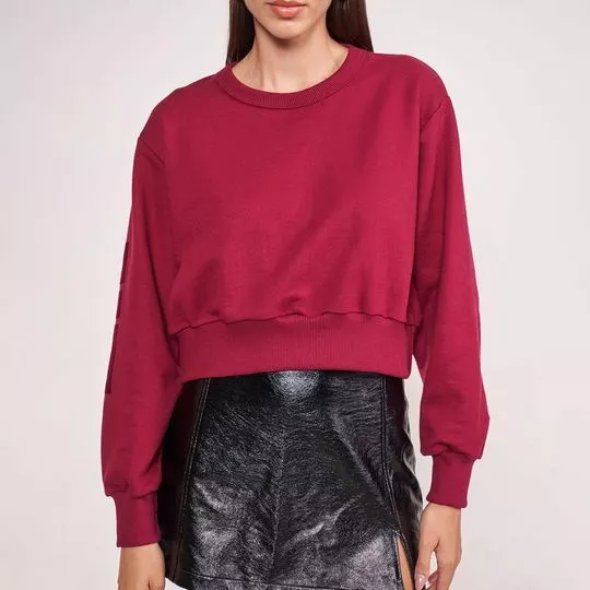 Blusão Cropped Em Moletom- Bordô- CLC