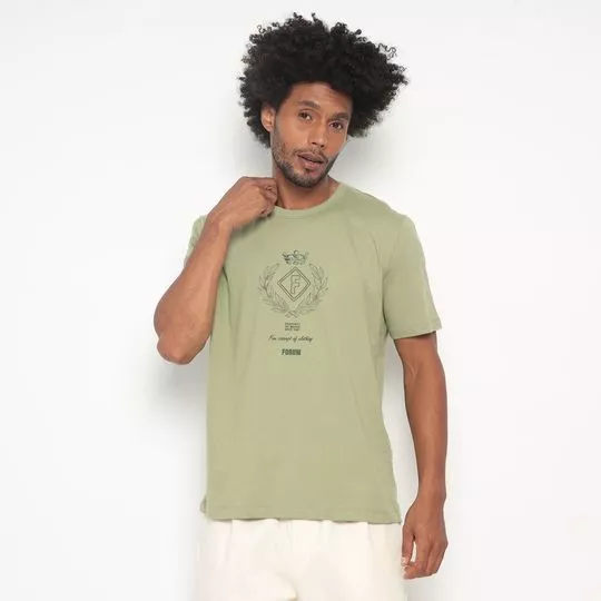 Camiseta Com Inscrições- Verde