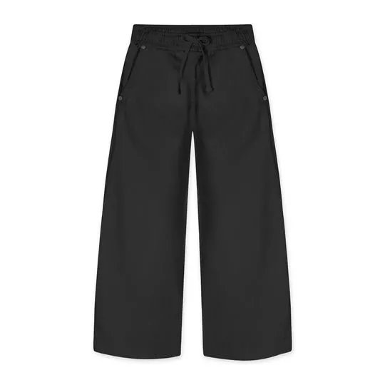 Calça Reta Com Bolsos- Preta