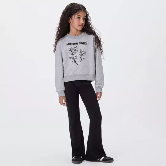 Conjunto De Blusão & Calça Infantil  - Cinza Claro & Preto