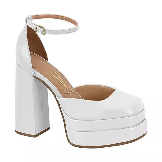 Sapato Meia Pata Com Recortes - Branco - Salto: 12cm - Vizzano