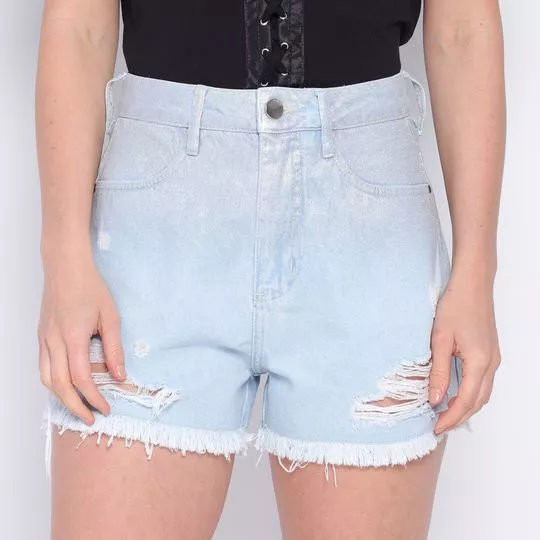 Short Jeans Metalizado- Azul Claro- ZINCO