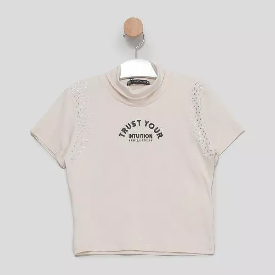 Blusa Com Inscrições- Bege Claro- Vanilla Cream