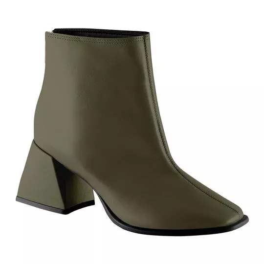 Bota Em Couro- Verde Militar- VIA UNO