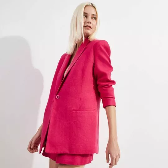Blazer Em Linho- Rosa Escuro- NK Store