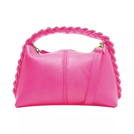Bolsa Em Couro Com Trançados- Pink- Schutz