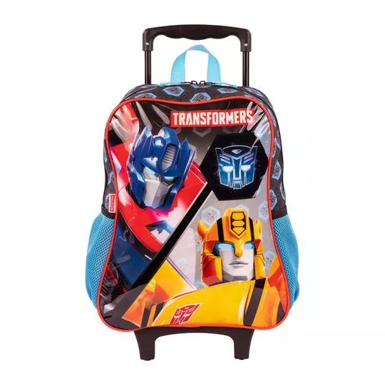 Mochila Com Rodinhas Transformers®- Preta & Azul- 31x44x16cm- Sestini