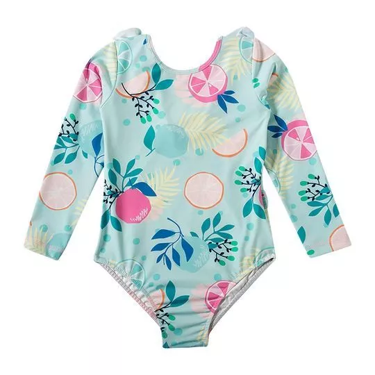 Body Para Praia Fruta- Verde Água & Amarelo- Tip Top