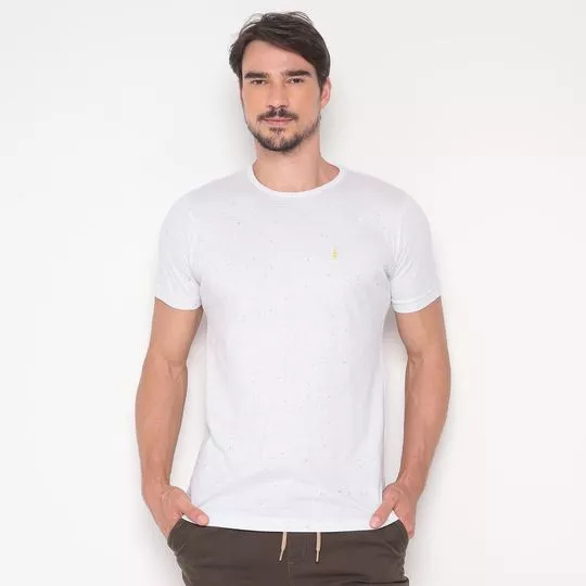 Camiseta Em Botonê- Branca & Preta- Zoomp