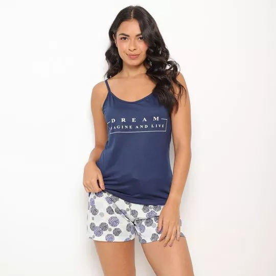 Short Doll Poá- Azul Marinho & Off White- Zulai
