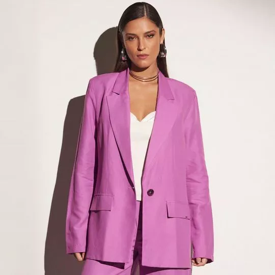 Blazer Em Linho- Roxo- Sommer