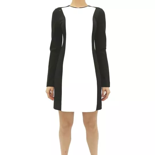 Vestido Curto Com Recortes- Preto & Branco- TuFi Duek