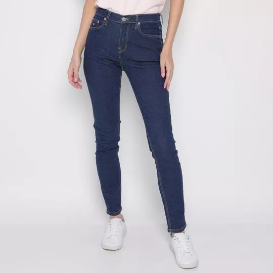 Calça Jeans Skinny Com Recortes- Azul Marinho- Tommy Hilfiger