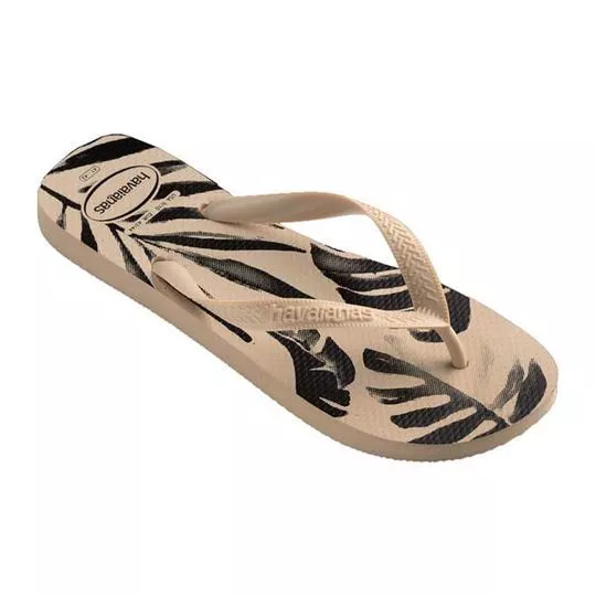 Chinelo Havaianas® Folhagens- Bege Claro & Preto- Havaianas