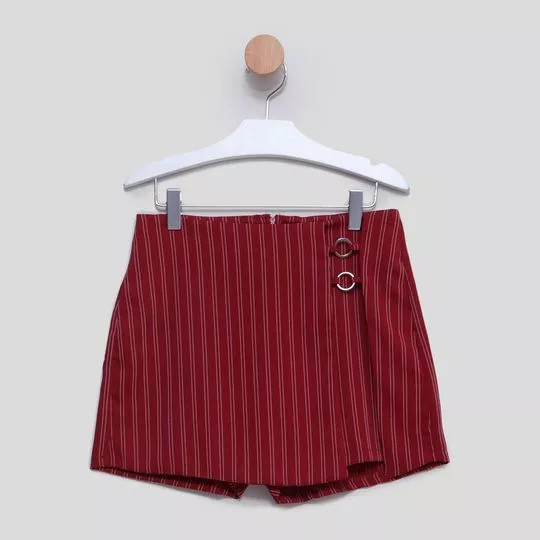 Short Saia Listrado- Bordô- Vanilla Cream