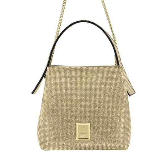 Bolsa De Mão Com Strass- Dourada- Vizzano