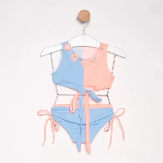 Biquíni Top Com Amarração- Rosa Claro & Azul Claro- PETIT CHERIE