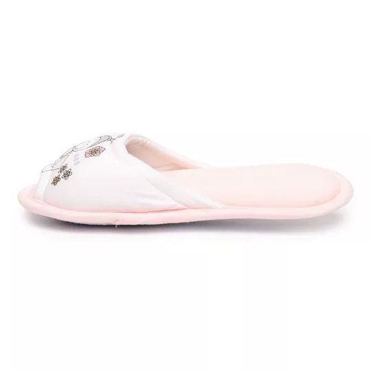 Pantufa Com Abertura- Branca & Rosa Claro
