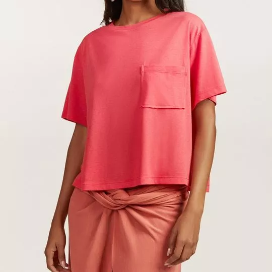 Blusa Com Bolso- Coral