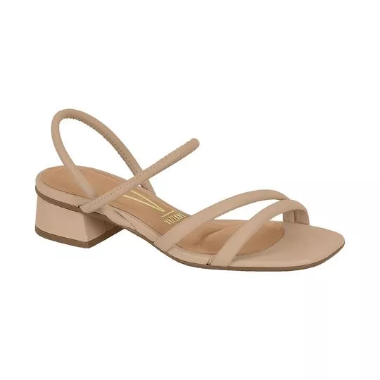 Sandália Com Tiras- Bege Claro- Salto: 3,5cm- Vizzano