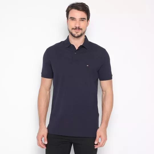 Polo Americana Com Bordado- Azul Marinho- Tommy Hilfiger