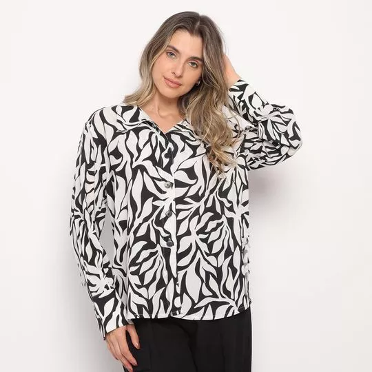 Camisa Abstrata- Preta & Off White- ZINCO