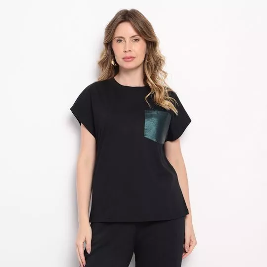 Camiseta Com Bolso- Preta- ZINCO