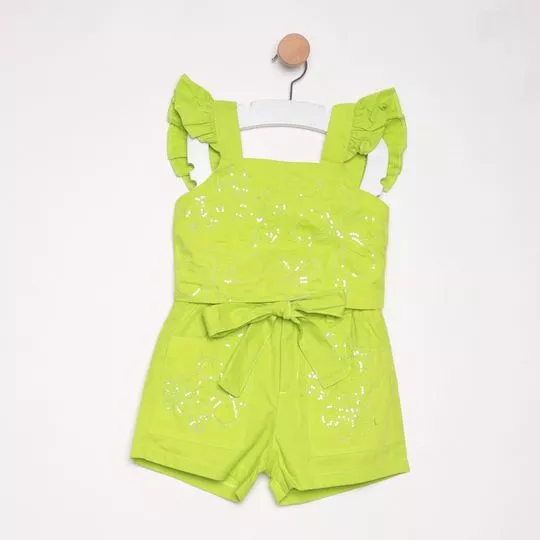 Conjunto De Blusa & Short Com Amarração- Verde Limão- PETIT CHERIE
